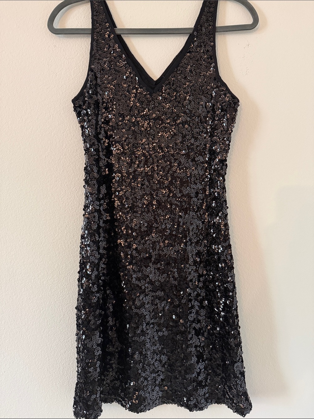 INC International Concepts Black Sequin V-Neck Mini Dress
